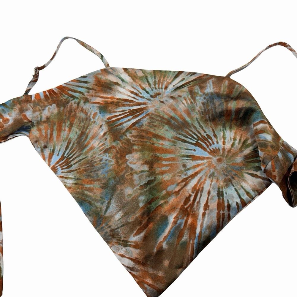 Tie Dye Crop Tank Handkerchief Hem Spaghetti Strap Tie Back Womens M Top